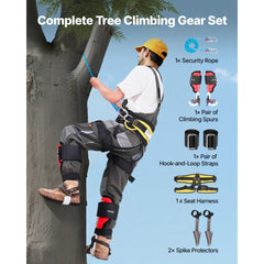 VEVOR Tree Climbing Spikes Set, Height-Adjustable Tree Climbing Gear with Straps & Spike Protectors, 350 lbs Load