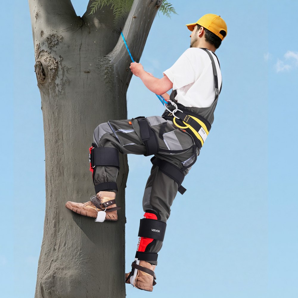 VEVOR Tree Climbing Spikes Set, Height-Adjustable Tree Climbing Gear with Straps & Spike Protectors, 350 lbs Load