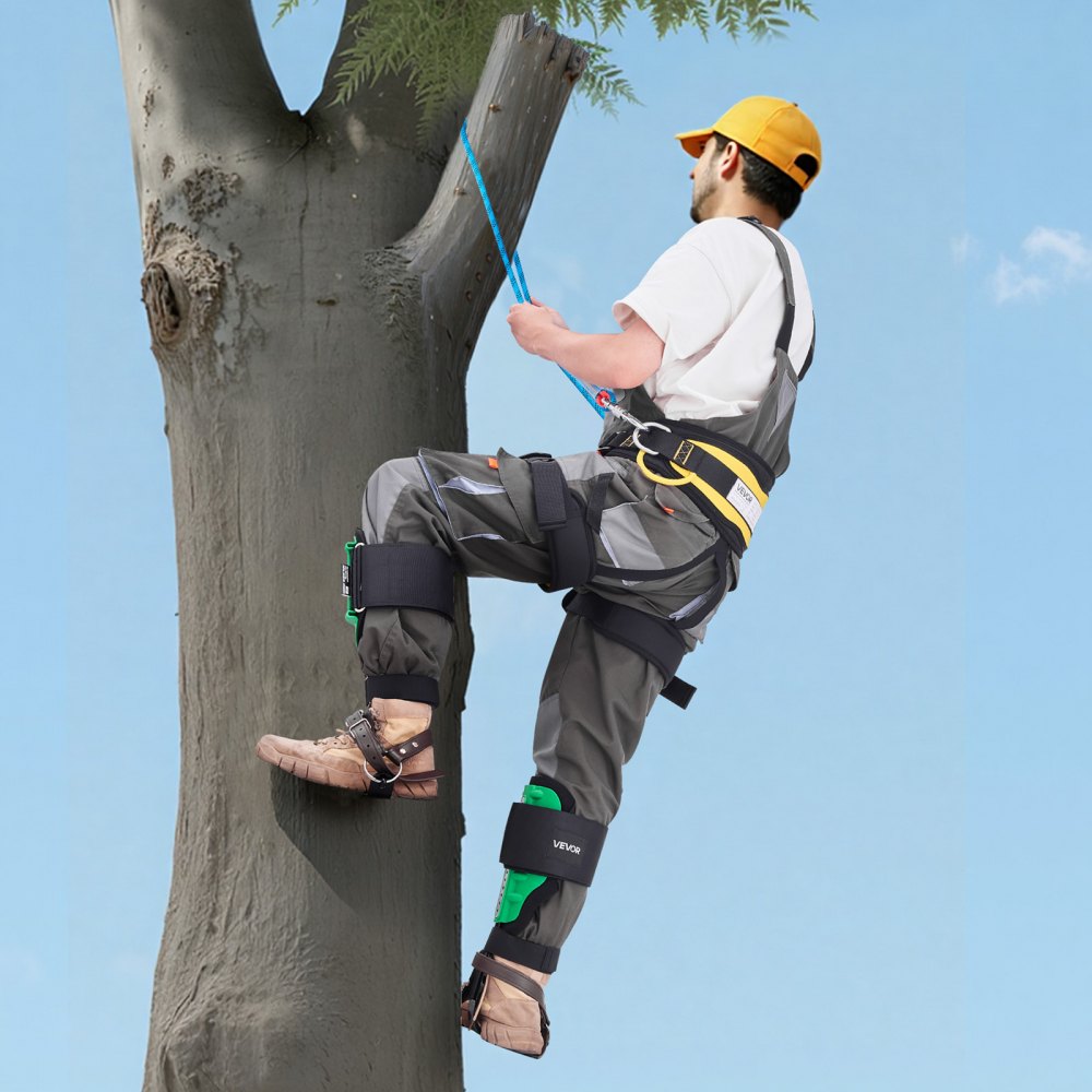 VEVOR Tree Climbing Spikes Set, Height-Adjustable Tree Climbing Gear with Straps & Spike Protectors, 350 lbs Load