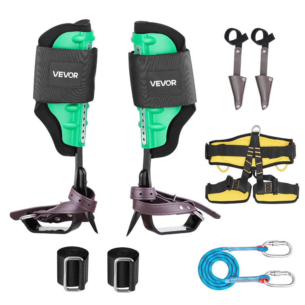 VEVOR Tree Climbing Spikes Set, Height-Adjustable Tree Climbing Gear with Straps & Spike Protectors, 350 lbs Load