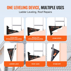 VEVOR Ladder Levler, 380lbs Load PP Ladder Leveling Tool, Pitch Hopper, Stair Ladder Stabilizer with Storage, Easy to