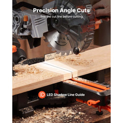 VEVOR Sliding Compound Miter Saw, 7-1/4 inch Blade, DC 18.5V Cordless Miter Saw, with LED Precision Alignment