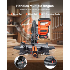 VEVOR Sliding Compound Miter Saw, 7-1/4 inch Blade, DC 18.5V Cordless Miter Saw, with LED Precision Alignment