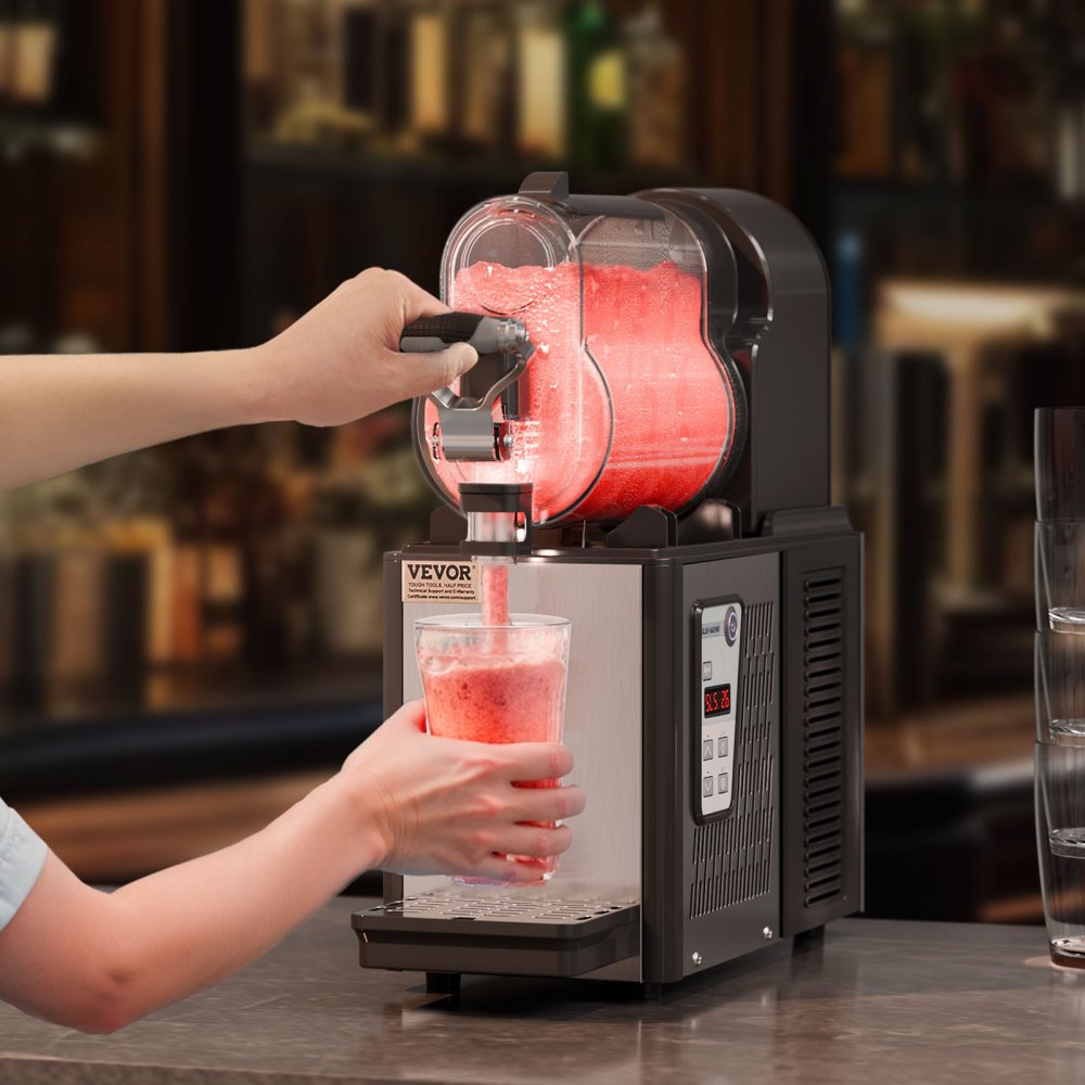 VEVOR Commercial Slushy Machine, 3L Single Tank Frozen Drink Machine, 12 Cups Stainless Steel Margarita Smoothie Frozen