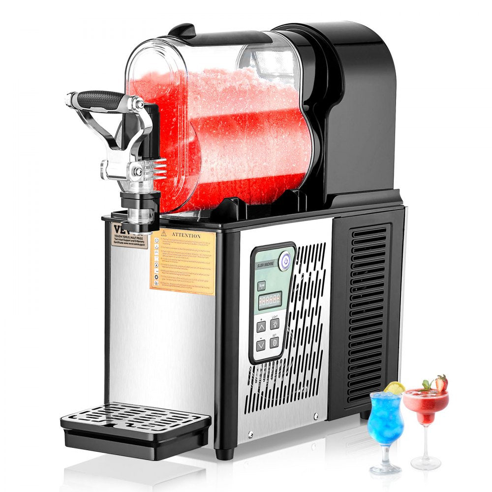 VEVOR Commercial Slushy Machine, 3L Single Tank Frozen Drink Machine, 12 Cups Stainless Steel Margarita Smoothie Frozen