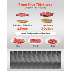 VEVOR Meat Cutter Machine Blade, 7 mm Replacement Commercial Blade for Model 90 Food Slicer, Stainless Steel, for