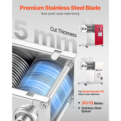 VEVOR Meat Cutter Machine Blade, 5 mm Replacement Commercial Blade for Model 90 Food Slicer, Stainless Steel, for