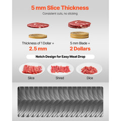 VEVOR Meat Cutter Machine Blade, 5 mm Replacement Commercial Blade for Model 90 Food Slicer, Stainless Steel, for