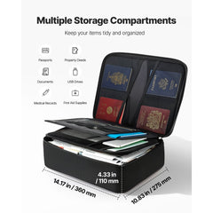 VEVOR Fireproof Document Box, 1832 ℉ Heat Insulated Fireproof & Waterproof Box with Lock, Portable Multi-Layer Home