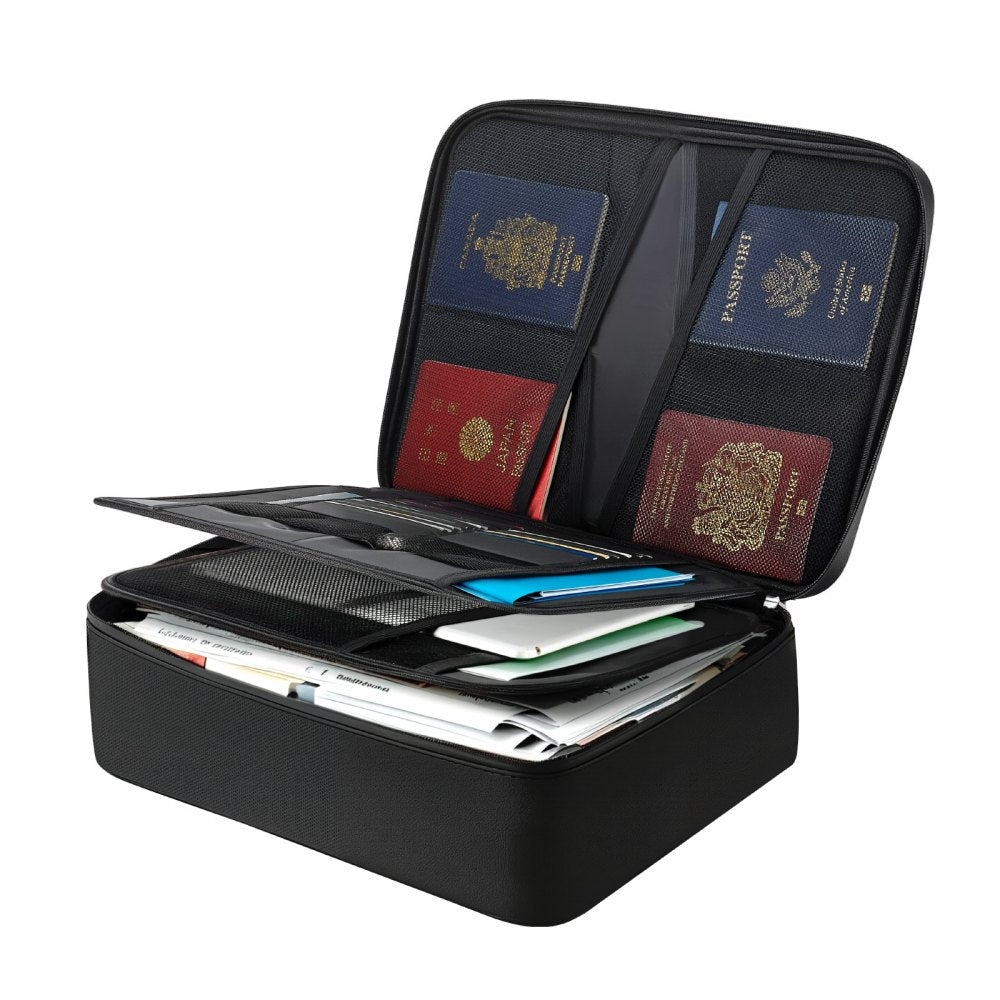 VEVOR Fireproof Document Box, 1832 ℉ Heat Insulated Fireproof & Waterproof Box with Lock, Portable Multi-Layer Home