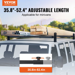 VEVOR Van Roof Ladder Rack, 2 Bars Alloy Steel Roof Racks, 500 LBS Capacity Roof Rack, Adjustable Length 35.8"-52.4"
