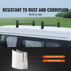 VEVOR Van Roof Ladder Rack, 2 Bars Alloy Steel Roof Racks, 500 LBS Capacity Roof Rack, Adjustable Length 35.8"-52.4"