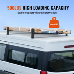 VEVOR Van Roof Ladder Rack, 2 Bars Alloy Steel Roof Racks, 500 LBS Capacity Roof Rack, Adjustable Length 35.8"-52.4"