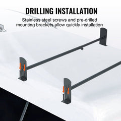 VEVOR Van Roof Ladder Rack, 2 Bars Alloy Steel Roof Racks, 500 LBS Capacity Roof Rack, Adjustable Length 35.8"-52.4"