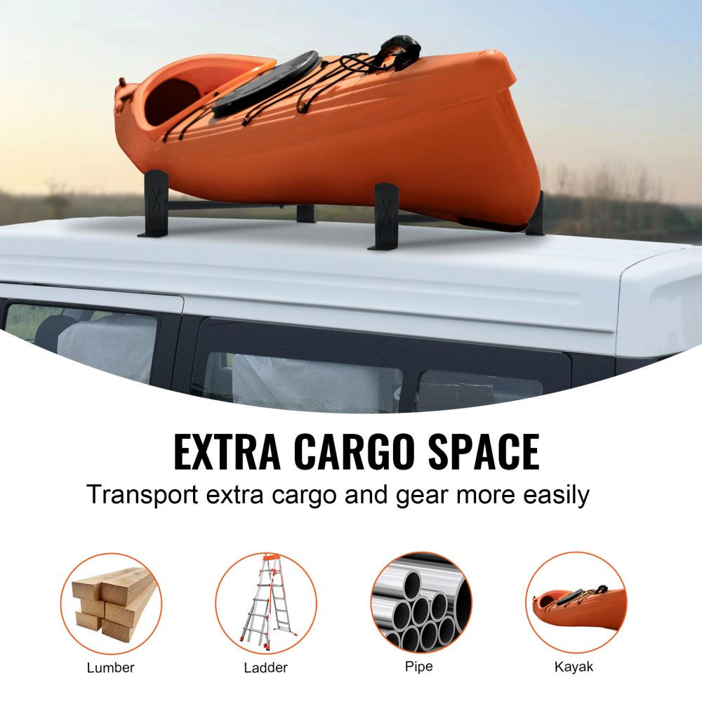 VEVOR Van Roof Ladder Rack, 2 Bars Alloy Steel Roof Racks, 500 LBS Capacity Roof Rack, Adjustable Length 35.8"-52.4"