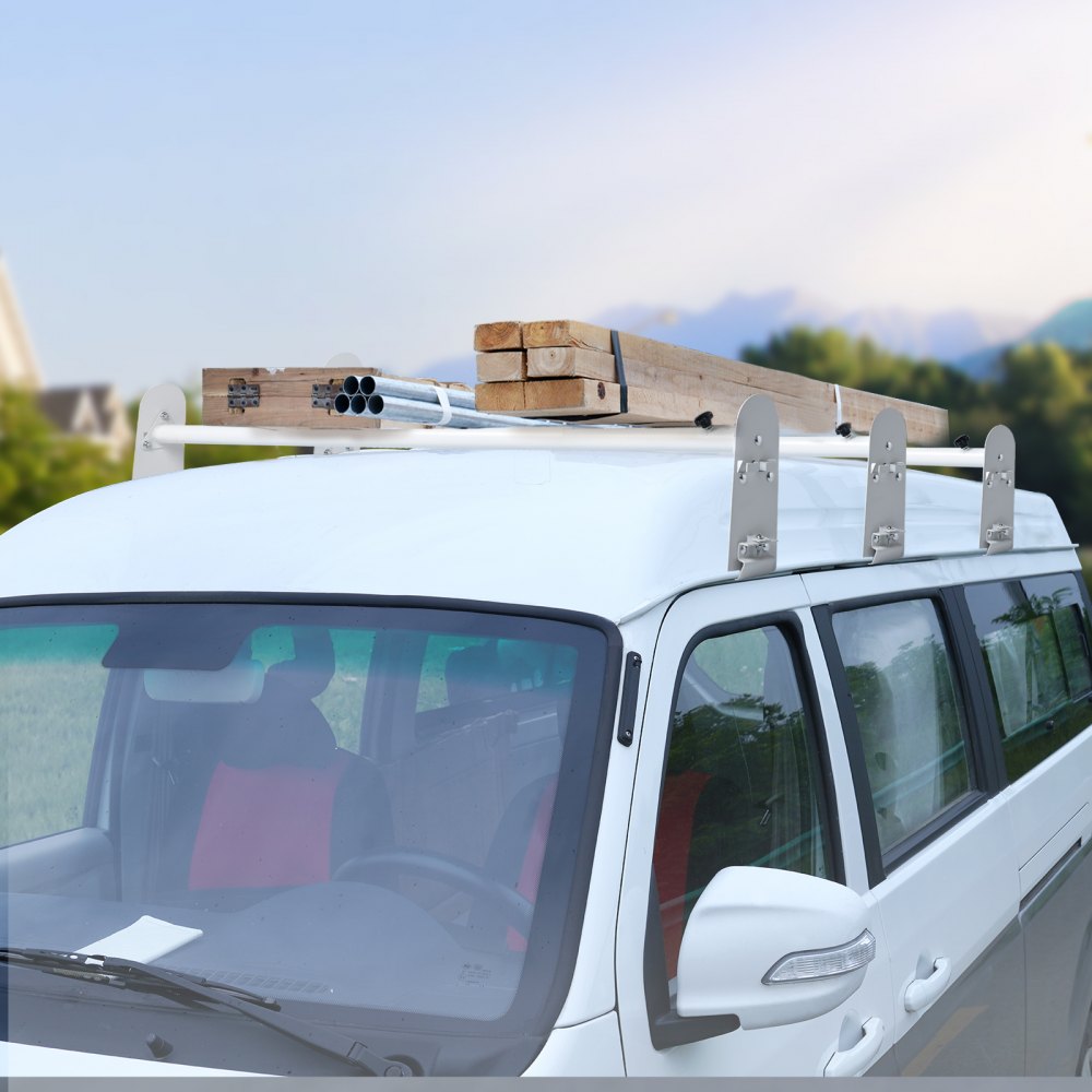 VEVOR Van Roof Ladder Rack, 3 Bars Alloy Steel Roof Racks, 750 LBS Capacity Rain-Gutter Roof Rack, Adjustable Length
