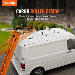 VEVOR Trailer Ladder Rack, 54" 3 Crossbars Ladder Roof Rack, Heavy-duty Steel Van Roof Rack, 800 lbs Capacity Van