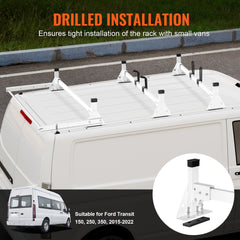 VEVOR Trailer Ladder Rack, 54" 3 Crossbars Ladder Roof Rack, Heavy-duty Steel Van Roof Rack, 800 lbs Capacity Van