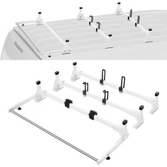 VEVOR Trailer Ladder Rack, 54" 3 Crossbars Ladder Roof Rack, Heavy-duty Steel Van Roof Rack, 800 lbs Capacity Van
