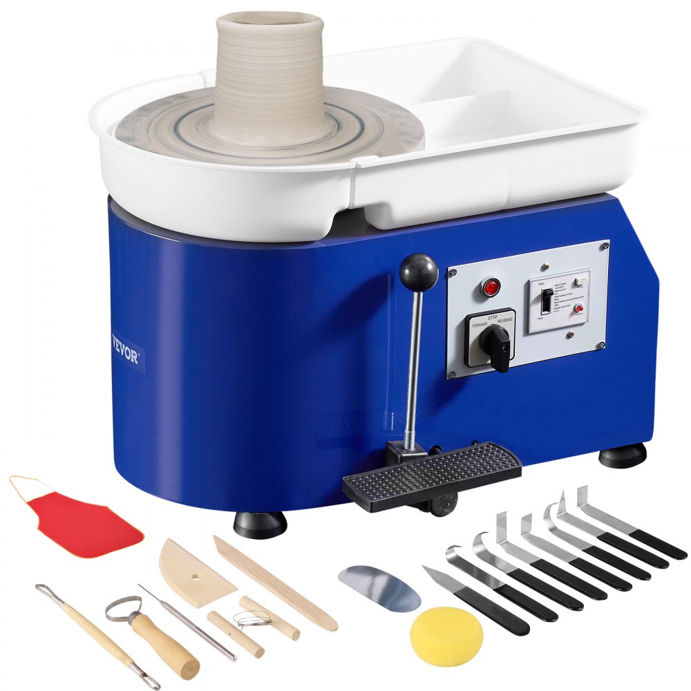 VEVOR Pottery Wheel, 350W, 11 in Clay Wheel Forming Machine, 60-300 RPM Adjustable Speed with Handle and Pedal Control