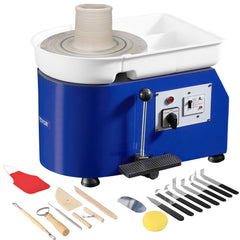 VEVOR Pottery Wheel, 350W, 11 in Clay Wheel Forming Machine, 60-300 RPM Adjustable Speed with Handle and Pedal Control