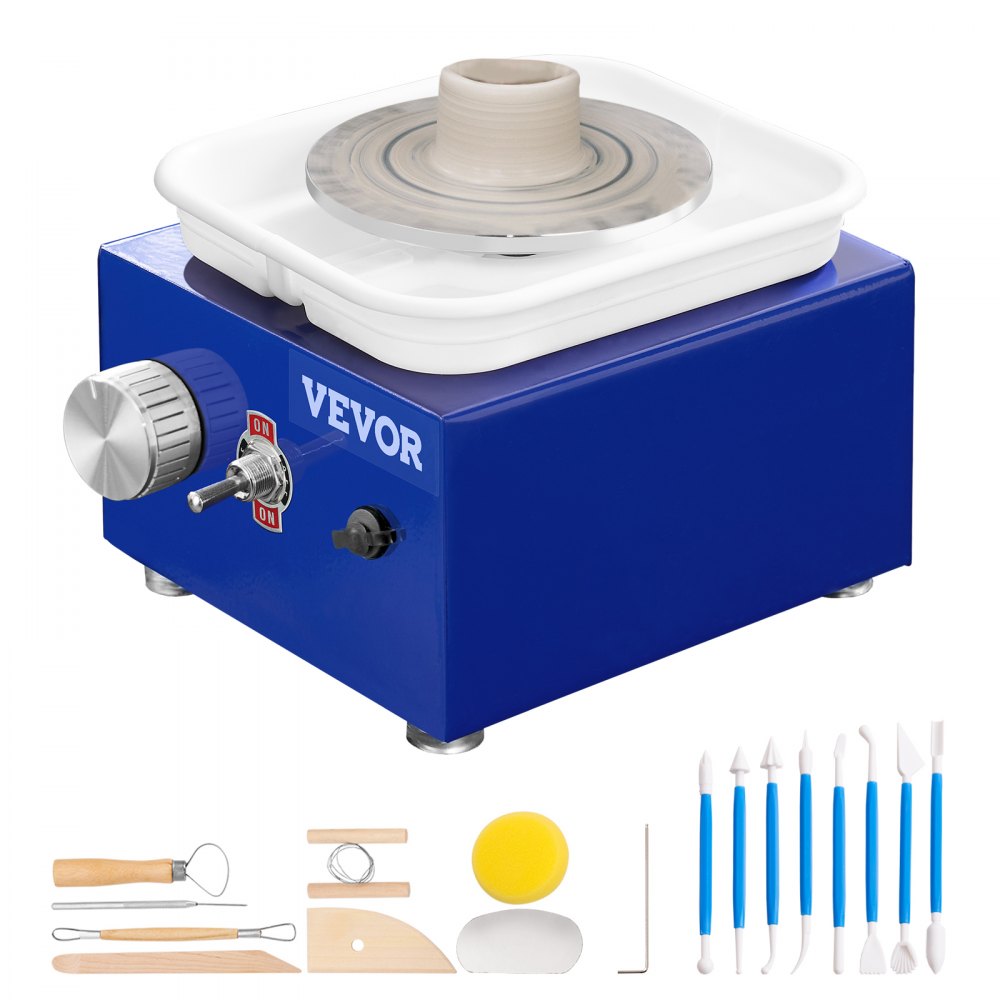 VEVOR Mini Pottery Wheel, for Kids or Beginners, 2 Turntables 2.6in/3.9in Ceramic Wheel Machine, Adjustable 0-300RPM