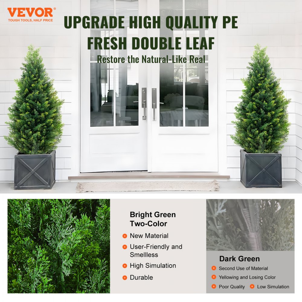 VEVOR Artificial Cedar Topiary Tree, 36 inch Tall (2 Pieces), with Extra Leaves & Pot Faux Evergreen Fake Pine Cypress