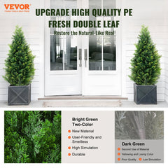 VEVOR Artificial Cedar Topiary Tree, 36 inch Tall (2 Pieces), with Extra Leaves & Pot Faux Evergreen Fake Pine Cypress