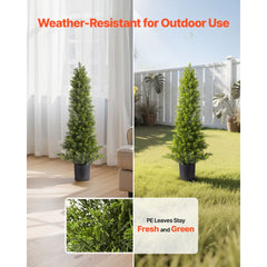 VEVOR Artificial Topiary Cedar Trees, 36 inch 2 Set Faux Pine Shrubs Plants, Fake Silk Tree Look Real, Easy Assembly