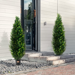 VEVOR Artificial Cedar Topiary Tree, 48 inch Tall (2 Pieces), with Extra Leaves & Pot Faux Evergreen Fake Pine Cypress
