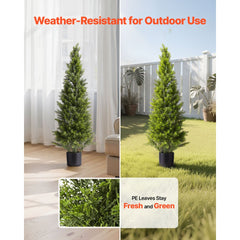 VEVOR Artificial Topiary Cedar Trees, 48 inch 2 Set Faux Pine Shrubs Plants, Fake Silk Tree Look Real, Easy Assembly