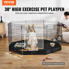 VEVOR Dog Playpen, 8 Pcs 30"H x 24"W Panels Foldable Metal Pet Exercise Pen, Dog Fence Indoor and Outdoor Pen with
