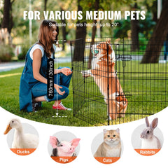 VEVOR Dog Playpen, 8 Pcs 30"H x 24"W Panels Foldable Metal Pet Exercise Pen, Dog Fence Indoor and Outdoor Pen with