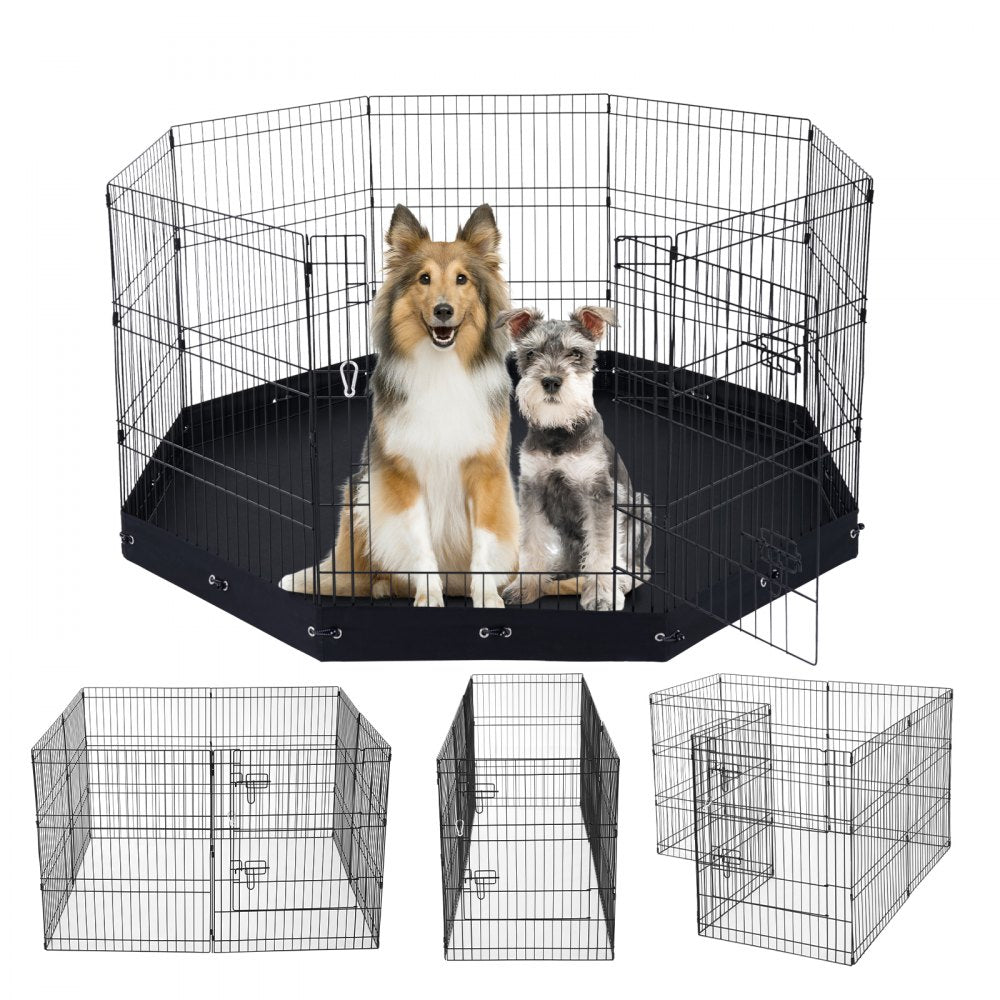 VEVOR Dog Playpen, 8 Pcs 30"H x 24"W Panels Foldable Metal Pet Exercise Pen, Dog Fence Indoor and Outdoor Pen with