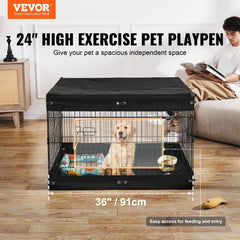 VEVOR Dog Playpen, 4 Pcs 24 x 36 in Panels Foldable Metal Pet Exercise Pen, Dog Fence Indoor and Outdoor Pen with Door
