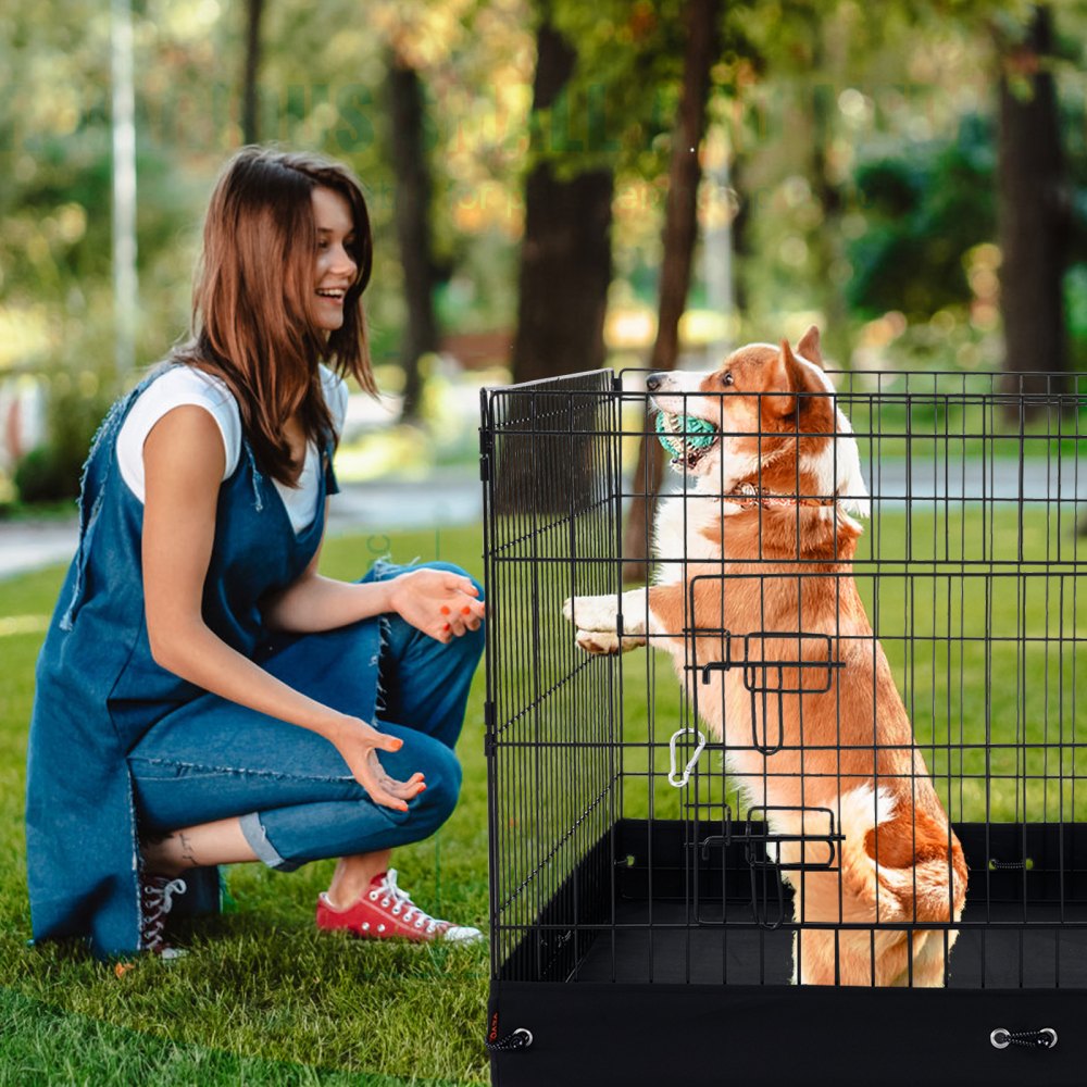 VEVOR Dog Playpen, 4 Pcs 24 x 36 in Panels Foldable Metal Pet Exercise Pen, Dog Fence Indoor and Outdoor Pen with Door