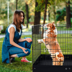 VEVOR Dog Playpen, 4 Pcs 24 x 36 in Panels Foldable Metal Pet Exercise Pen, Dog Fence Indoor and Outdoor Pen with Door