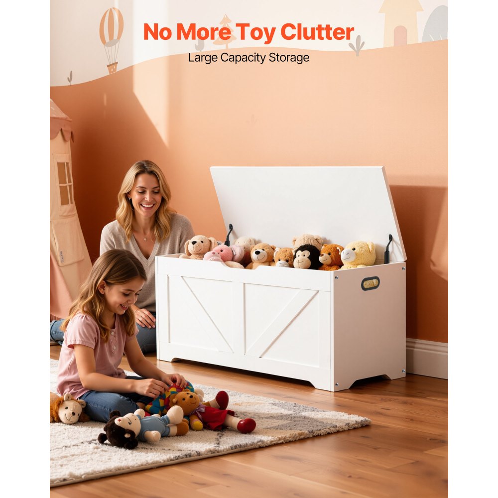 VEVOR Kids Storage Bench, Wooden Toy Box Chest, Large Storage Cabinet with Safety Hinge, Toddlers Storage Bench for