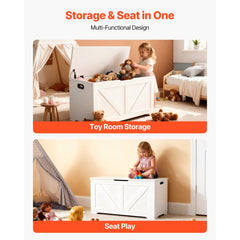 VEVOR Kids Storage Bench, Wooden Toy Box Chest, Large Storage Cabinet with Safety Hinge, Toddlers Storage Bench for