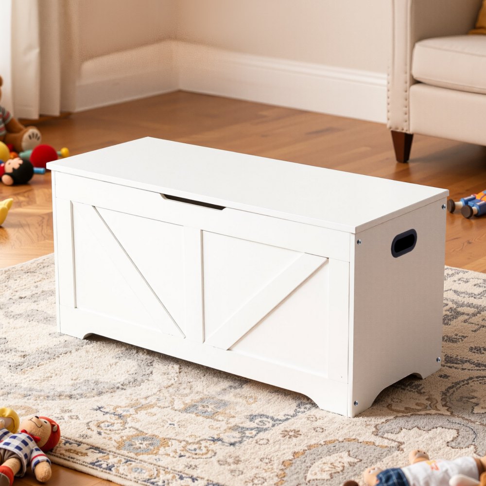 VEVOR Kids Storage Bench, Wooden Toy Box Chest, Large Storage Cabinet with Safety Hinge, Toddlers Storage Bench for
