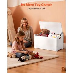 VEVOR Kids Storage Bench, Wooden Toy Box Chest with Backrest, Large Storage Cabinet with Safety Hinge, Toddlers Storage