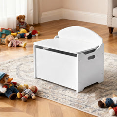 VEVOR Kids Storage Bench, Wooden Toy Box Chest with Backrest, Large Storage Cabinet with Safety Hinge, Toddlers Storage