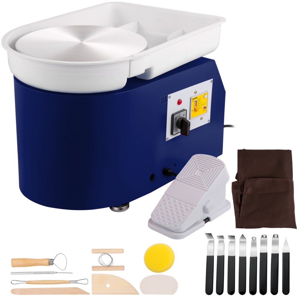 VEVOR Pottery Wheel 28cm Pottery Forming Machine with Detachable Basin Foot Pedal Control 350W Art Craft DIY Clay Tool