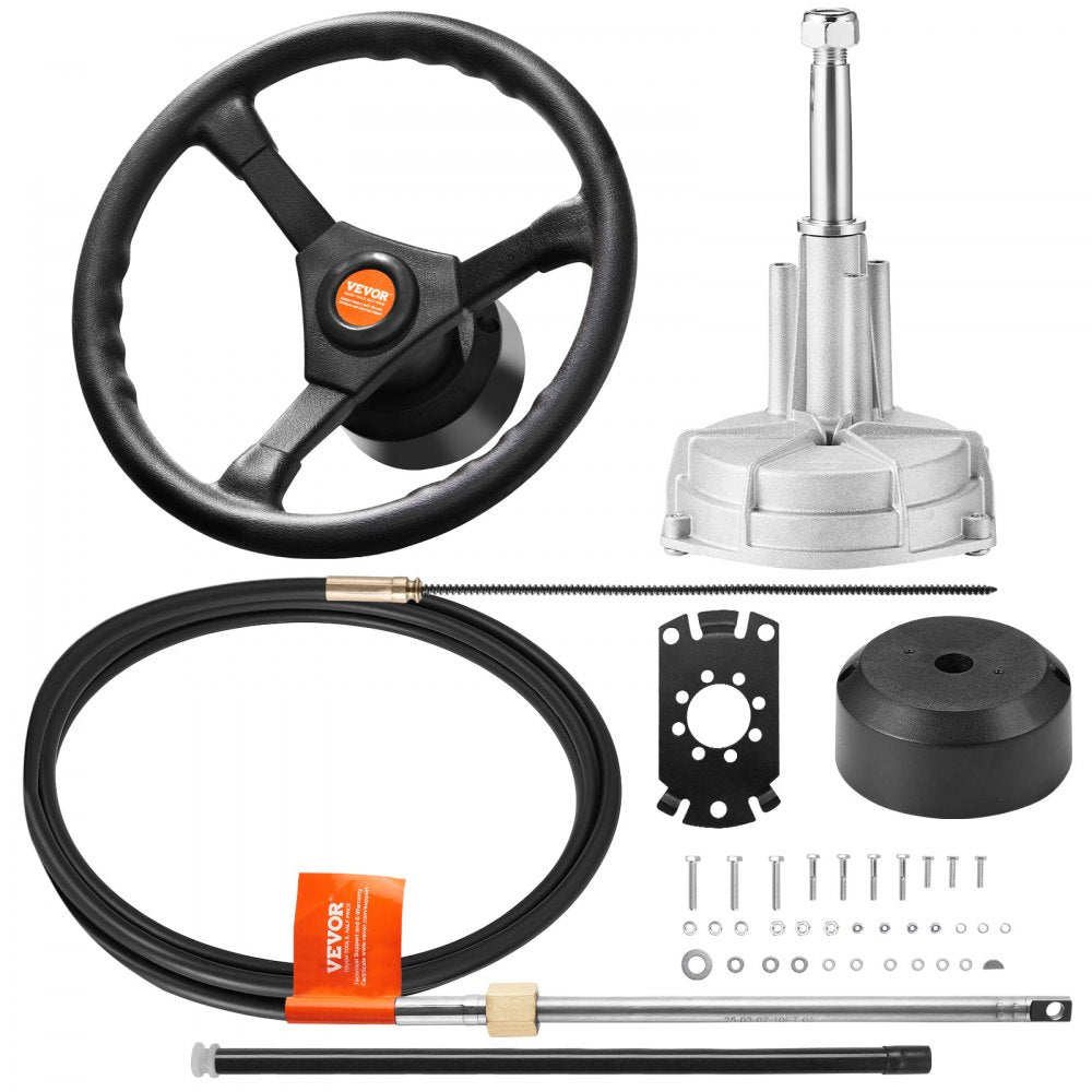 VEVOR Outboard Steering System 13' Outboard Rotary Steering System 13 Feet Boat Steering Cable with 13" Wheel Durable