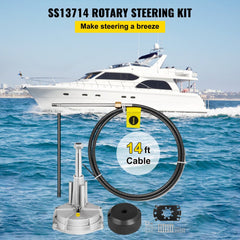 VEVOR Boat Steering System, Outboard Steering Kit with Boat Steering Control Cable 14' Steering Cable Marine Steering