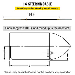VEVOR Boat Steering System, Outboard Steering Kit with Boat Steering Control Cable 14' Steering Cable Marine Steering