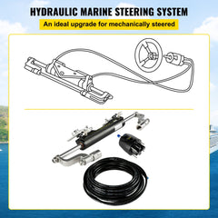 VEVOR Hydraulic Steering Kit, 300HP Hydraulic Steering Compact Cylinder, Hydraulic Outboard Steering Kit with Helm Pump