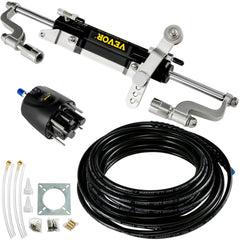 VEVOR Hydraulic Steering Kit, 300HP Hydraulic Steering Compact Cylinder, Hydraulic Outboard Steering Kit with Helm Pump