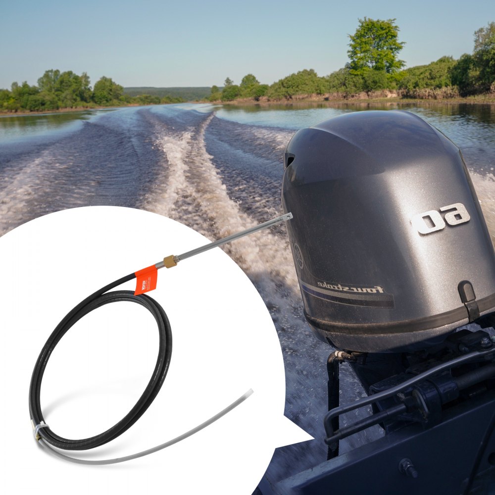 VEVOR Boat Steering Cable, 17 Feet Outboard Marine Rotary Steering Cable, 1/2 Ton High Tensile Strength, Replacement
