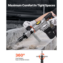VEVOR Demolition Jack Hammer, 1400W Electric Jackhammer Heavy Duty, 2pcs Chisels Bits Chipping with Case, 2900 BPM